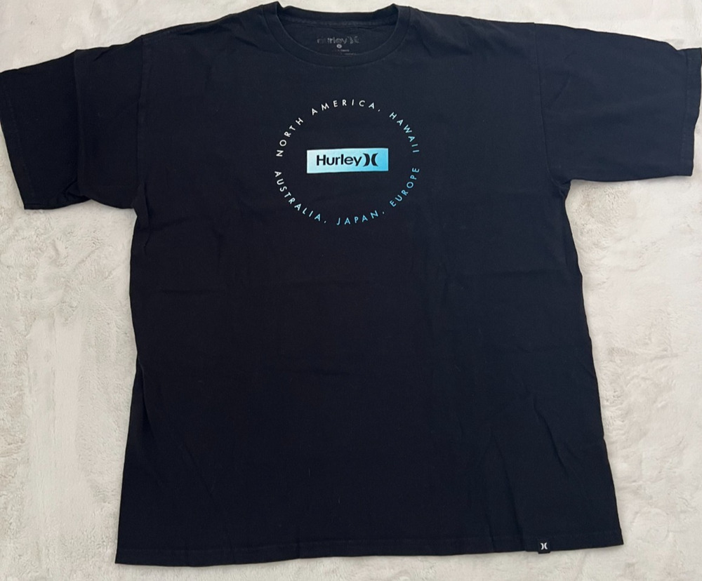 Hurley Men's Large Black Short Sleeve Graphic T-Shirt North America Hawaii Logo